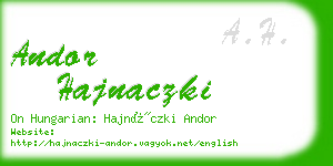 andor hajnaczki business card